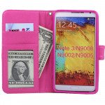 Wholesale Note 3 Simple Leather Wallet Case with Stand (Pink)